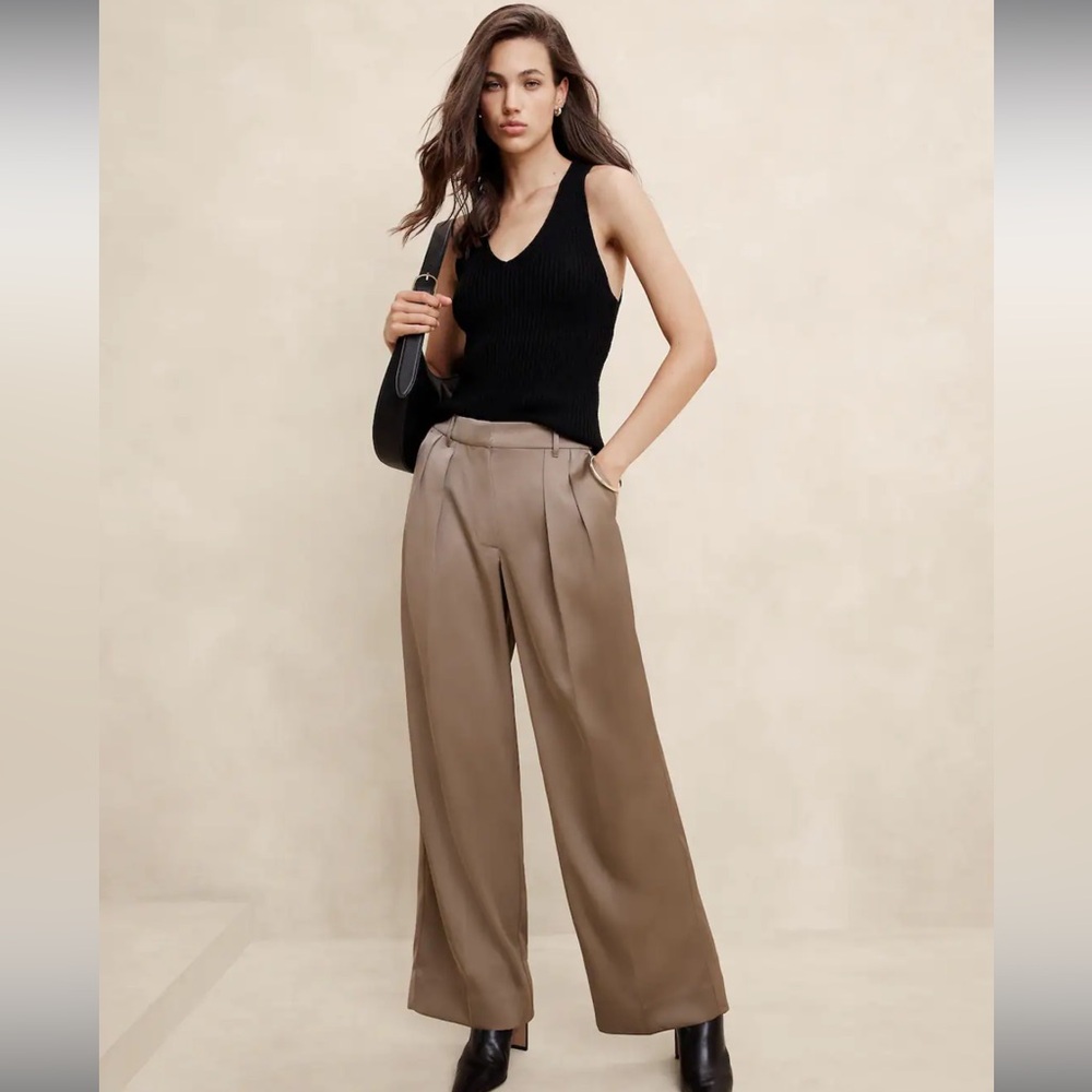 Banana Republic Silk Pleated Wide Leg Pants